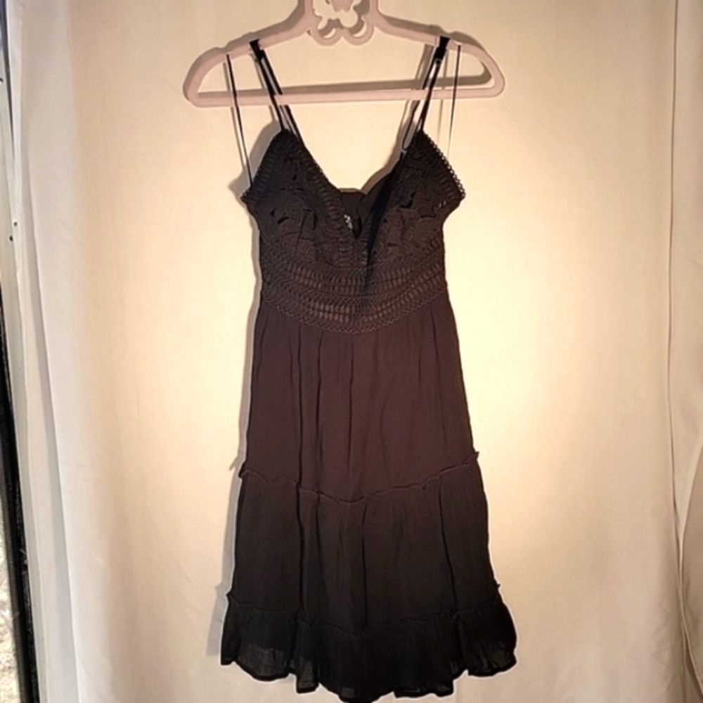 Love Tree Black Midi Blackless Lined Dress, Size: L